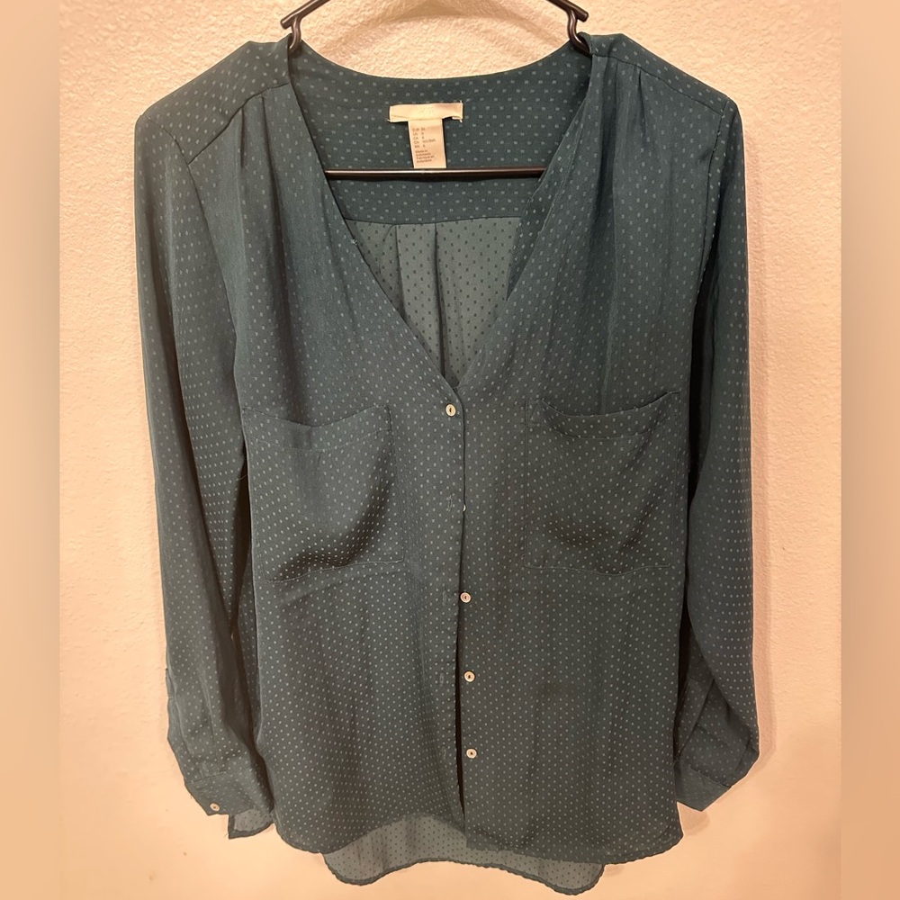 H&M Teal Button-Up Blouse